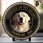 Custom Photo In Loving Memory Of A Faithful Friend - Memorial Personalized Custom Round Shaped Stone With Stand - Sympathy Gift For Dog Lovers, Pet Owners