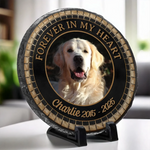 Custom Photo In Loving Memory Of A Faithful Friend - Memorial Personalized Custom Round Shaped Stone With Stand - Sympathy Gift For Dog Lovers, Pet Owners