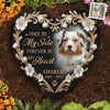 Photo personnalisée que vous avez laissée avec vos empreintes de pattes sur mon cœur - Pierre commémorative personnalisée en forme de cœur - Cadeau de condoléances pour les propriétaires d'animaux et les amoureux des animaux