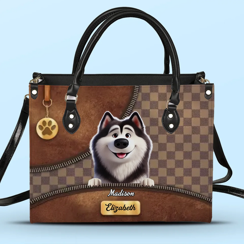 Because Life’s Better With Fur Babies - Dog Personalized Custom Leather Handbag - Gift For Dog Lovers, Pet Owners, Dog Moms