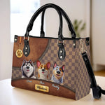 Because Life’s Better With Fur Babies - Dog Personalized Custom Leather Handbag - Gift For Dog Lovers, Pet Owners, Dog Moms