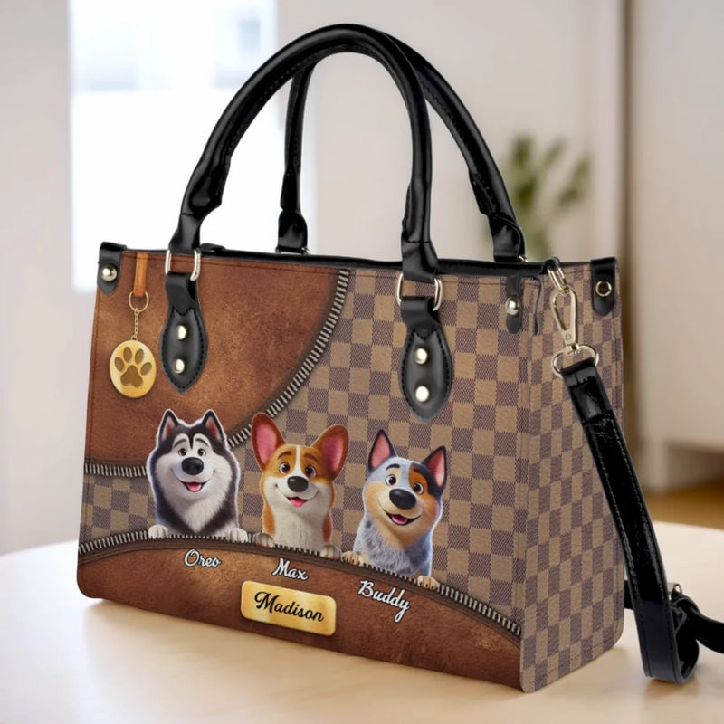 Because Life’s Better With Fur Babies - Dog Personalized Custom Leather Handbag - Gift For Dog Lovers, Pet Owners, Dog Moms