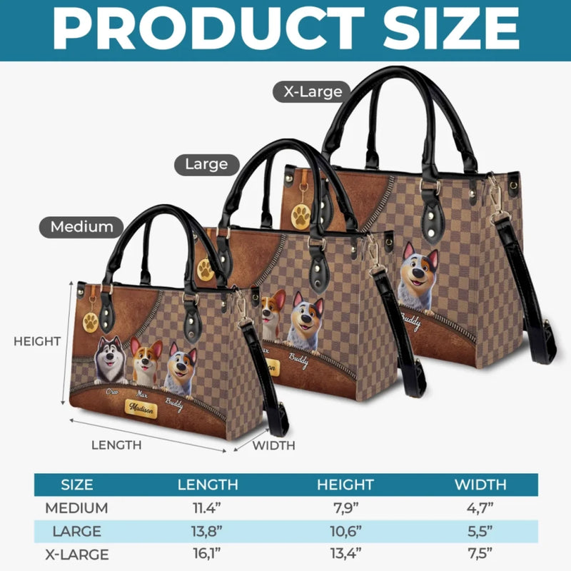 Because Life’s Better With Fur Babies - Dog Personalized Custom Leather Handbag - Gift For Dog Lovers, Pet Owners, Dog Moms