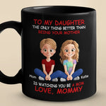 Bonded By Heart, United By Love - Family Personalized Custom Black Mug - Mother's Day, Gift For Mom, Daughter, New Moms