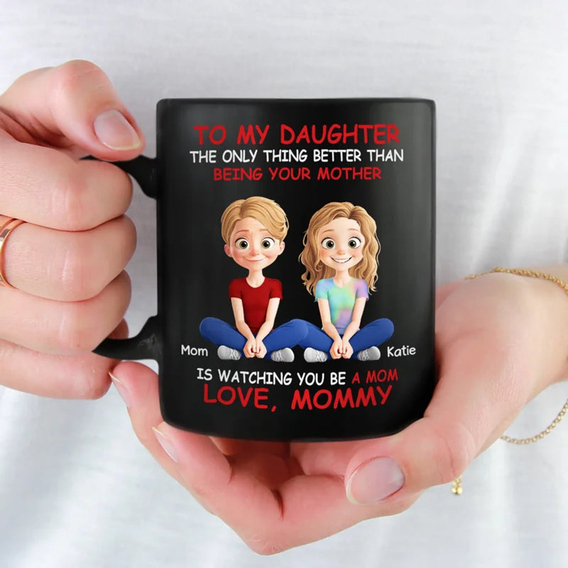 Bonded By Heart, United By Love - Family Personalized Custom Black Mug - Mother's Day, Gift For Mom, Daughter, New Moms