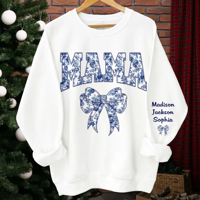 Love Starts With Mama - Family Personalized Custom Unisex Sweatshirt, Hoodie With Design On Sleeve - Mother's Day, Gift For Mom, Grandma