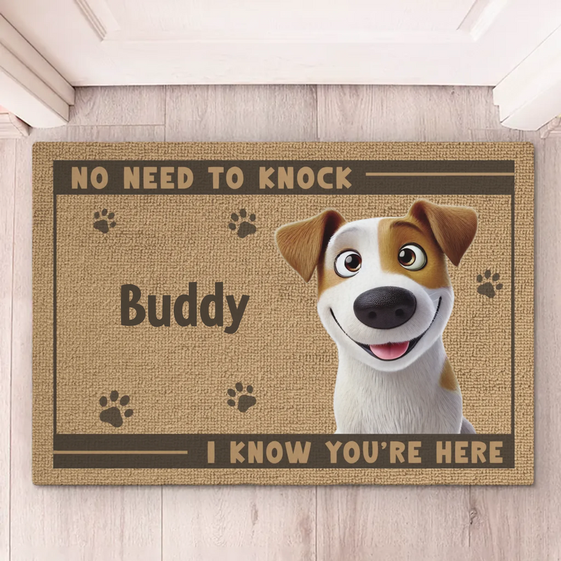 I Know You're Here - Dog & Cat Personalized Custom Home Decor Decorative Mat - New Arrival, House Warming Gift For Dog Lovers, Pet Lovers
