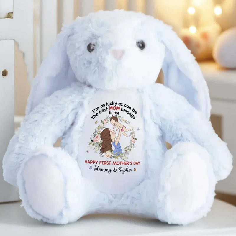 My First Best Friend, My Mommy - Family Personalized Custom Easter Bunny Plush - Mother's Day, Baby Shower Gift, Gift For First Mom