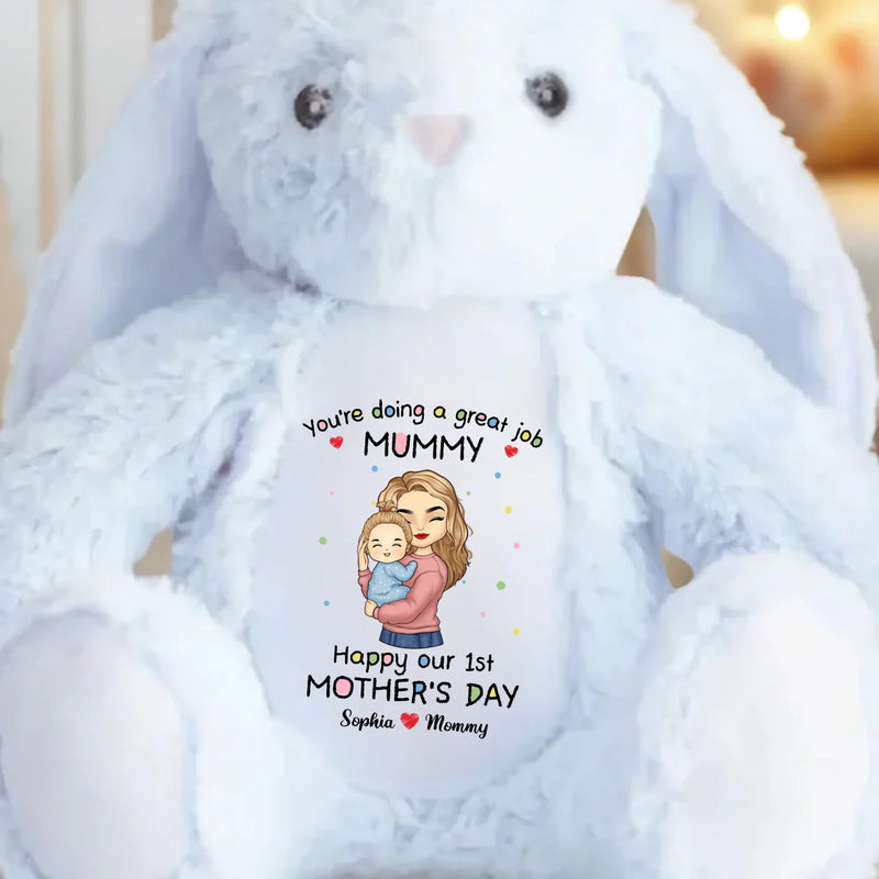 Our First Mother's Day Together - Family Personalized Custom Easter Bunny Plush - Mother's Day, Baby Shower Gift, Gift For Mom, New Moms