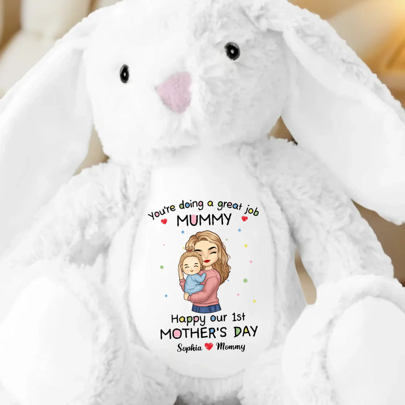 Our First Mother's Day Together - Family Personalized Custom Easter Bunny Plush - Mother's Day, Baby Shower Gift, Gift For Mom, New Moms