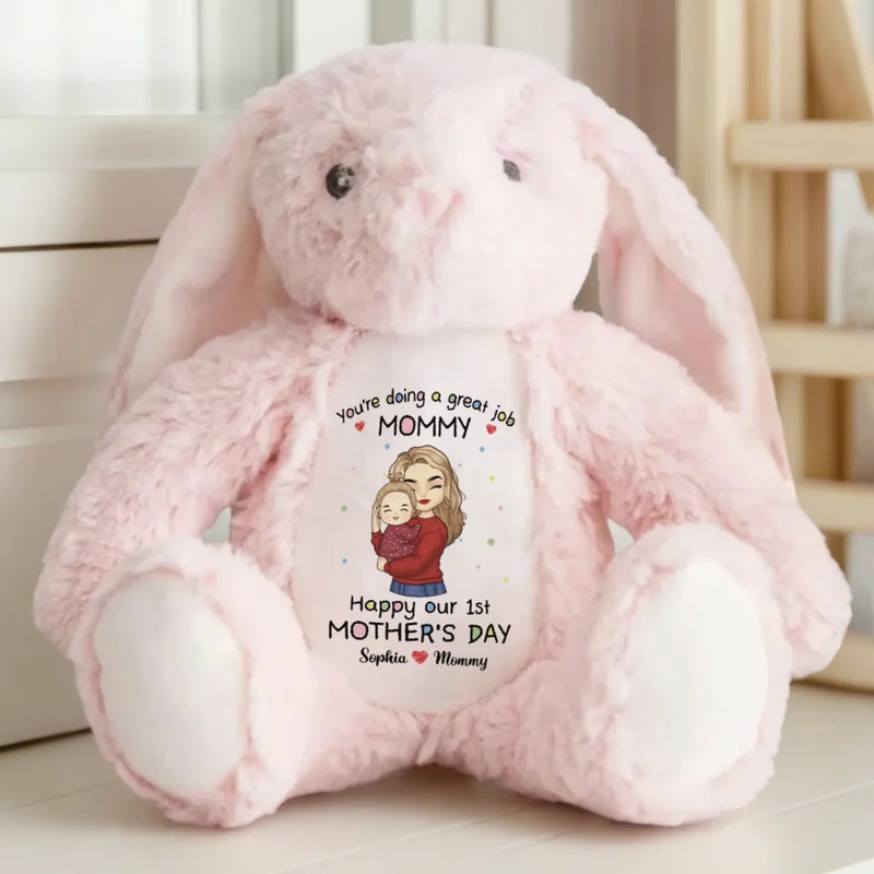 Our First Mother's Day Together - Family Personalized Custom Easter Bunny Plush - Mother's Day, Baby Shower Gift, Gift For Mom, New Moms