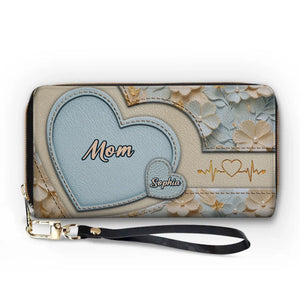 Un souvenir précieux, un souvenir précieux pour la vie ! Portefeuille long en cuir personnalisé pour la famille - Cadeau pour la fête des mères, maman et grand-mère