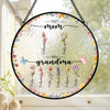 From Mom To Grandma, Love In Full Bloom - Family Personalized Custom Stained Glass Window Hanging Suncatcher - Mother's Day, Gift For Mom, Grandma