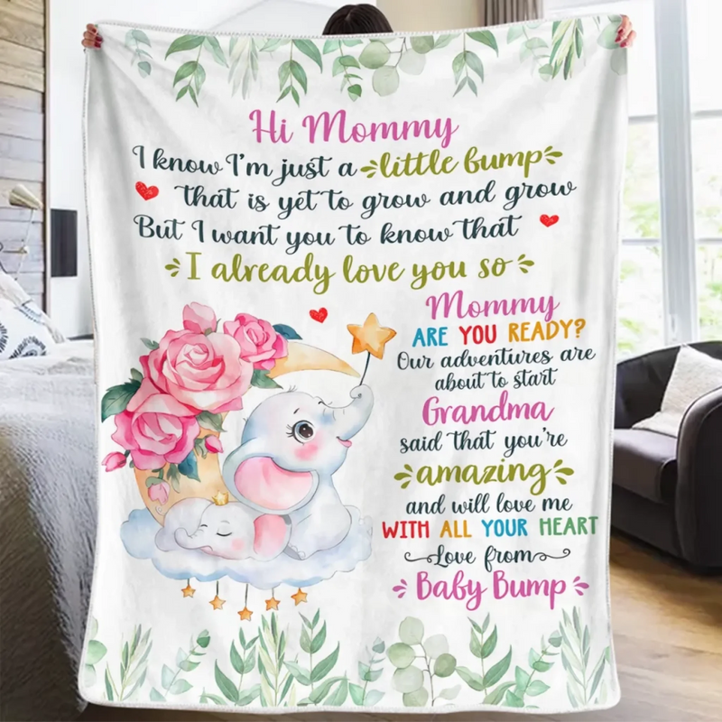Mommy, I Love You Already - Family Personalized Custom Blanket - Mother's Day, Baby Shower Gift, Gift For First Mom