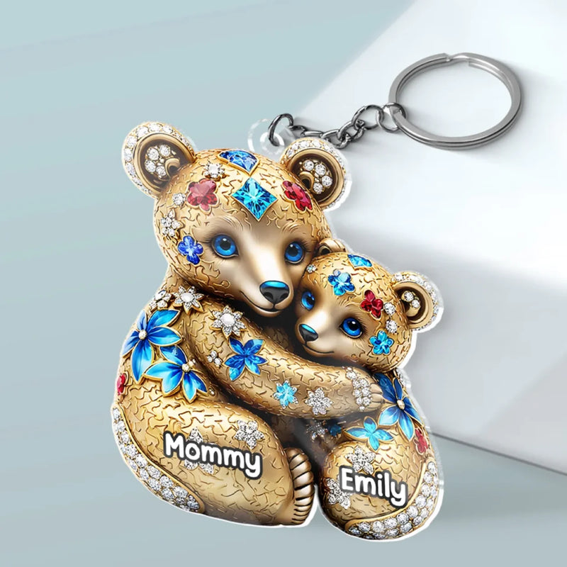 Mommy, My Safe Place - Family Personalized Custom Shaped Acrylic Keychain - Mother's Day, Gift For Mom, Grandma