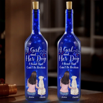 Love And Loyalty, Forever With You - Dog Personalized Custom Blue Bottle Lamp - Gift For Dog Lovers, Daughters