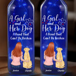 Love And Loyalty, Forever With You - Dog Personalized Custom Blue Bottle Lamp - Gift For Dog Lovers, Daughters