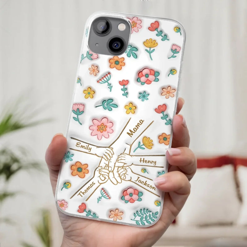 Holding Love Always - Family Personalized Custom 3D Inflated Effect Printed Clear Phone Case - Gift For Family