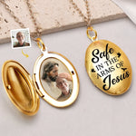 Custom Photo Holding On To Love Forever - Memorial Personalized Custom Locket Necklace - Sympathy Gift For Family Members