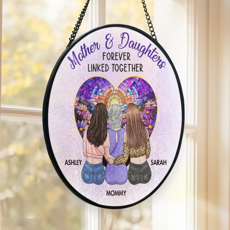 More Than Flesh And Blood, We’re Heart And Soul - Family Personalized Custom Stained Glass Window Hanging Suncatcher - Mother's Day, Gift For Mom, Daughters