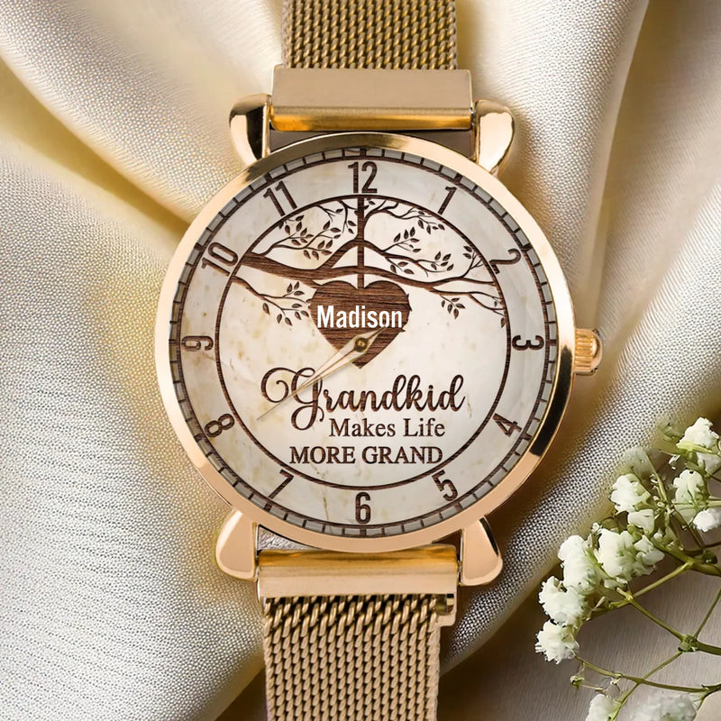 Grandkids Make Life More Grand - Family Personalized Custom Women's Watch - Mother's Day, Gift For Mom, Grandma