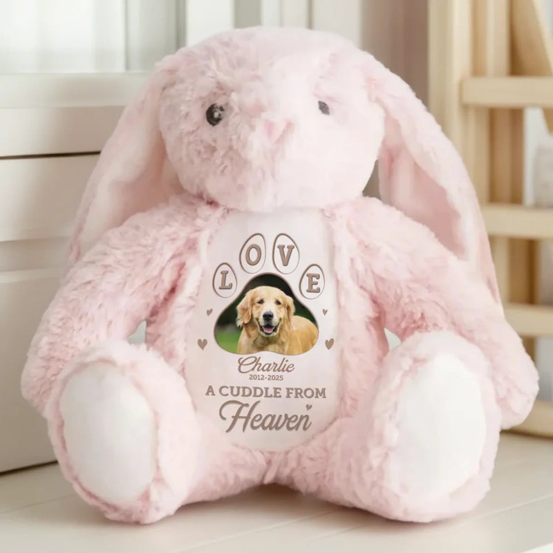 Custom Photo Forever My Cuddle Buddy - Memorial Personalized Custom Easter Bunny Plush - Sympathy Gift For Dog Lovers, Pet Lovers