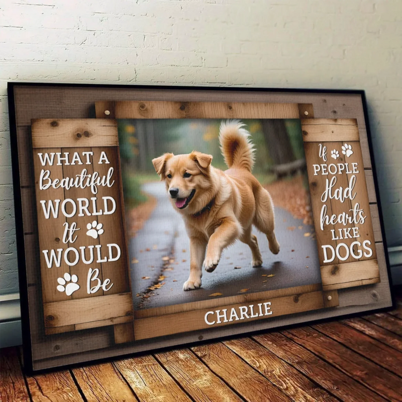 Custom Photo Pawprints On The Path, Pawprints On My Heart - Memorial Personalized Custom Horizontal Poster - Sympathy Gift For Pet Owners, Pet Lovers