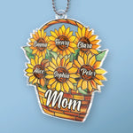 Blooming Love, Forever Mom - Family Personalized Custom Car Ornament - Acrylic Custom Shaped - Mother's Day, Gift For Mom, Grandma