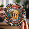 Custom Photo Forever In My Heart - Memorial Personalized Custom 3D Mosaic Faux Stained Glass Print Round Shaped Memorial Stone - Sympathy Gift For Pet Owners, Pet Lovers