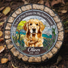 Custom Photo You Left Paw Prints On My Heart Forever - Memorial Personalized Custom 3D Mosaic Faux Stained Glass Print Round Shaped Memorial Stone - Sympathy Gift For Pet Owners, Pet Lovers