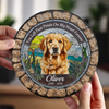 Custom Photo You Left Paw Prints On My Heart Forever - Memorial Personalized Custom 3D Mosaic Faux Stained Glass Print Round Shaped Memorial Stone - Sympathy Gift For Pet Owners, Pet Lovers