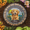 Custom Photo You Left Paw Prints On My Heart Forever - Memorial Personalized Custom 3D Mosaic Faux Stained Glass Print Round Shaped Memorial Stone - Sympathy Gift For Pet Owners, Pet Lovers