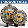 Custom Photo You Left Paw Prints On My Heart Forever - Memorial Personalized Custom 3D Mosaic Faux Stained Glass Print Round Shaped Memorial Stone - Sympathy Gift For Pet Owners, Pet Lovers