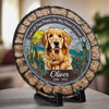 Custom Photo You Left Paw Prints On My Heart Forever - Memorial Personalized Custom 3D Mosaic Faux Stained Glass Print Round Shaped Memorial Stone - Sympathy Gift For Pet Owners, Pet Lovers