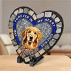 Custom Photo Forever My Furry Angel - Memorial Personalized Custom 3D Mosaic Faux Stained Glass Print Heart Shaped Stone With Stand - Sympathy Gift For Pet Owners, Pet Lovers