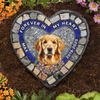 Custom Photo Forever My Furry Angel - Memorial Personalized Custom 3D Mosaic Faux Stained Glass Print Heart Shaped Stone With Stand - Sympathy Gift For Pet Owners, Pet Lovers