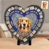 Custom Photo Forever My Furry Angel - Memorial Personalized Custom 3D Mosaic Faux Stained Glass Print Heart Shaped Stone With Stand - Sympathy Gift For Pet Owners, Pet Lovers