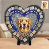 Photo personnalisée « Forever My Furry Angel » - Mosaïque 3D personnalisée en faux vitrail, pierre en forme de cœur avec support - Cadeau de condoléances pour les propriétaires et les amoureux des animaux