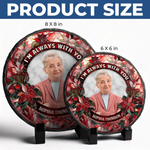Custom Photo Your Love Lingers In The Little Things - Memorial Personalized Custom Round Shaped Stone With Stand - Sympathy Gift For Family Members