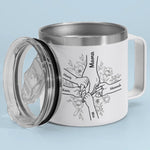 Forever Her Children, Forever In Her Hands - Family Personalized Custom 14oz Stainless Steel Tumbler With Handle - Mother's Day, Gift For Mom, Grandma