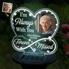 Photo personnalisée Je suis toujours avec toi, tu me manques à jamais - Lampe solaire de jardin personnalisée commémorative - Cadeau de condoléances pour les membres de la famille
