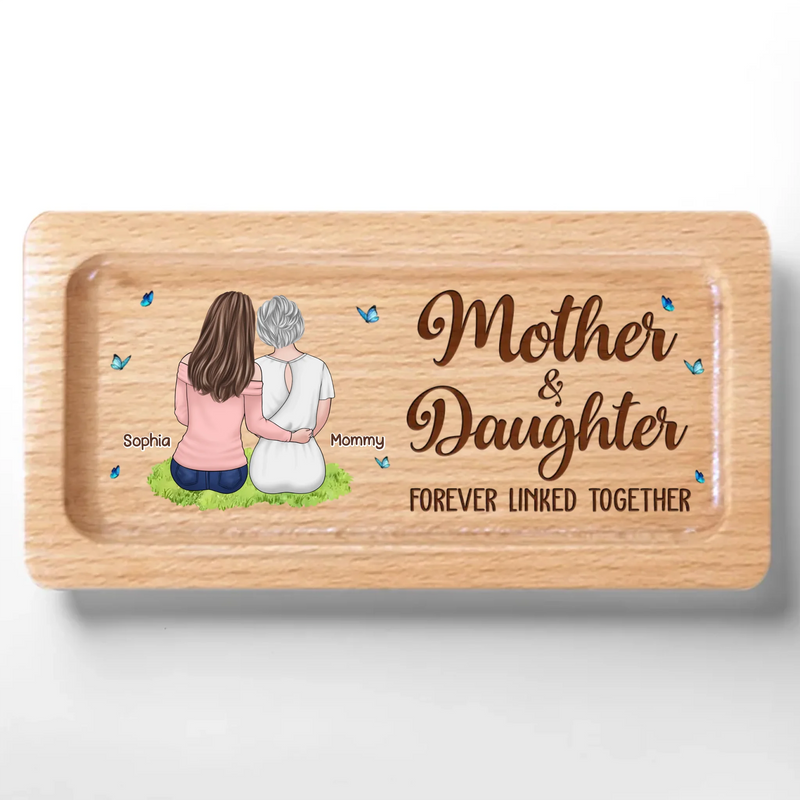 Forever Linked By Love - Family Personalized Custom Wooden Jewelry Box - Mother's Day, Gift For Mom, Daughter