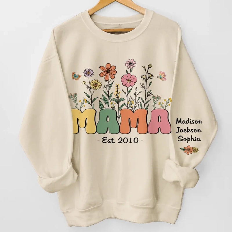Mom, A Garden Of Love - Family Personalized Custom Unisex Sweatshirt, Hoodie With Design On Sleeve - Mother's Day, Gift For Mom, Grandma