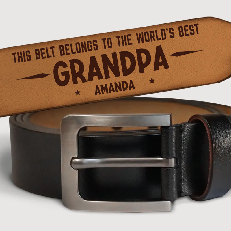 Strong Roots, Strong Dad, Strong Love - Family Personalized Custom Engraved Leather Belt - Father's Day, Gift For Dad, Grandpa