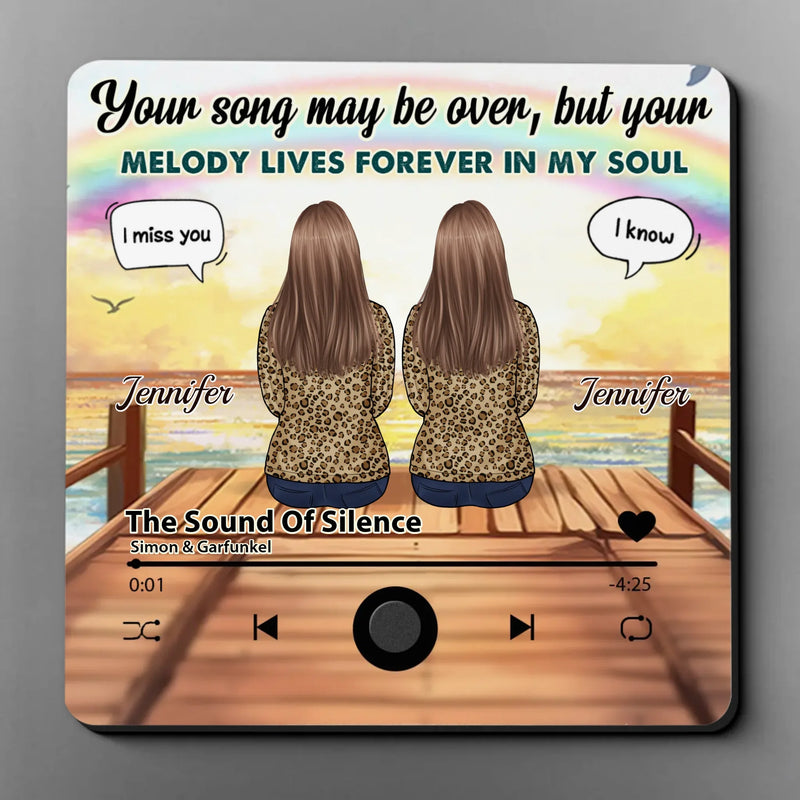 Your Song May Be Over, But Your Melody Lives Forever In My Soul - Memorial Personalized Custom Music Fridge Magnet That Can Play Songs - Sympathy Gift For Wife, Husband, Couple