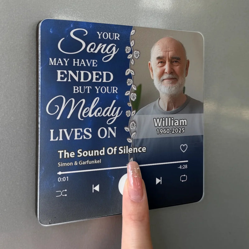 Custom Photo I Miss The Sound Of Your Voice - Memorial Personalized Custom Music Fridge Magnet That Can Play Songs - Sympathy Gift For Family Members
