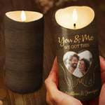 Custom Photo Hold My Hand, Hold My Heart - Couple Personalized Custom LED Candle - Gift For Husband, Wife, Couple