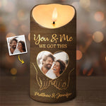 Custom Photo Hold My Hand, Hold My Heart - Couple Personalized Custom LED Candle - Gift For Husband, Wife, Couple