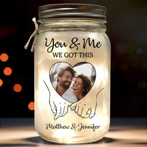 Photo personnalisée : la vie commence ici ! Lampe personnalisée en pot Mason pour couple ! Cadeau pour mari et femme, anniversaire