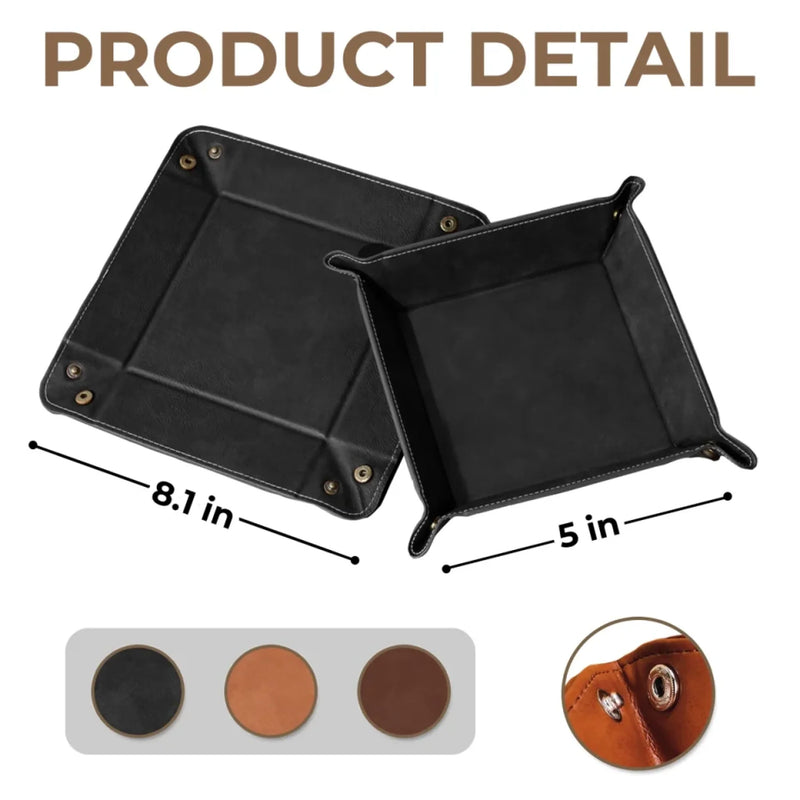 Pockets Empty, Hearts Full - Family Personalized Custom Leather Valet Tray - Father's Day, Gift For Dad, Grandpa